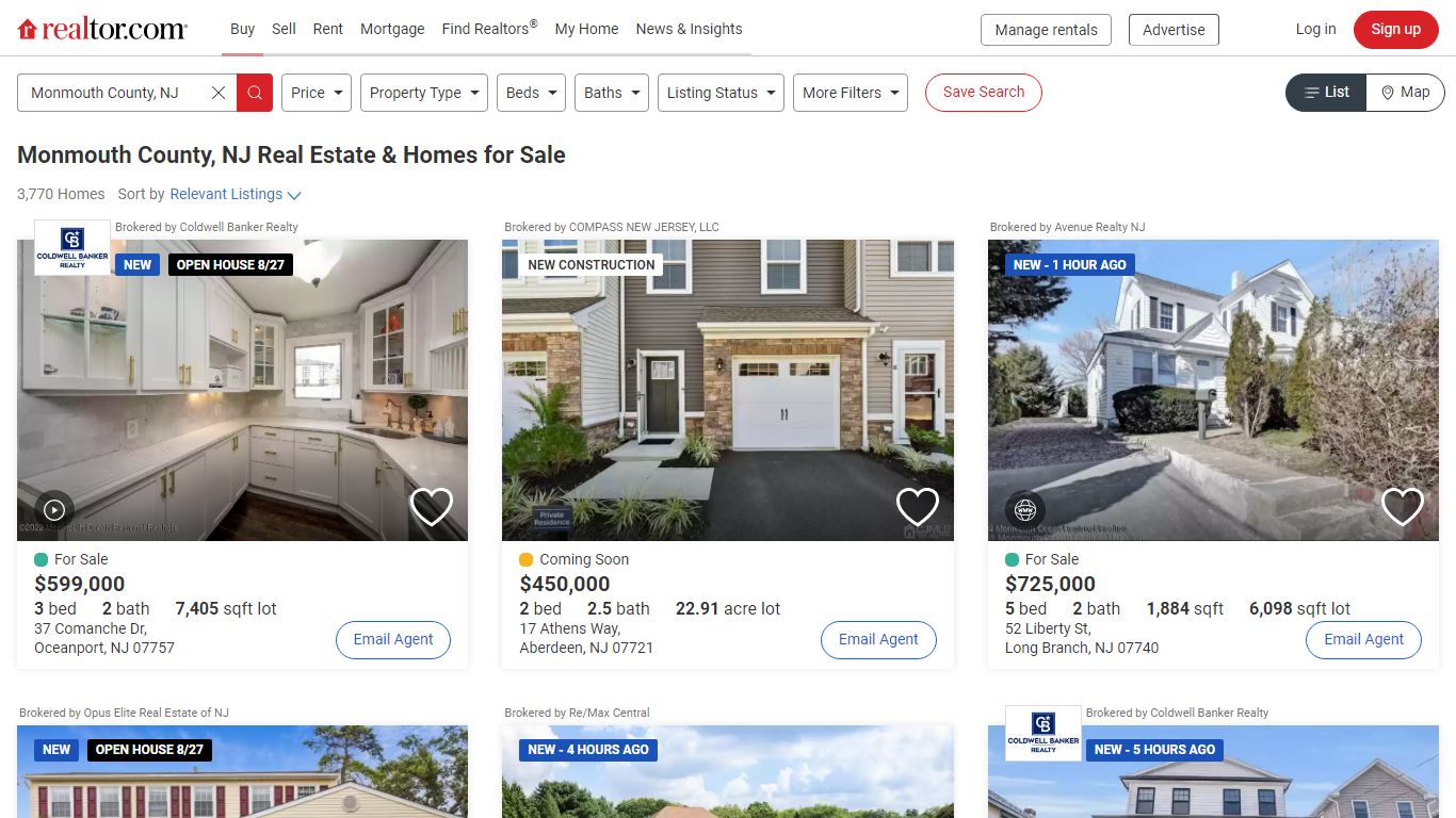 Monmouth County, NJ Real Estate & Homes for Sale